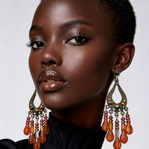 Elegant Orange Chandelier Earrings